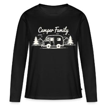 Famille de campeurs Idylle naturelle - T-shirt manches longues Premium bio Femme - noir - Devant - Julia (174cm)