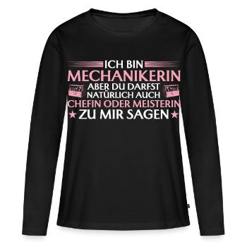 Artisane, patronne ou maîtresse artisane - mécanicienne - T-shirt manches longues Premium bio Femme - noir - Devant - Julia (174cm)
