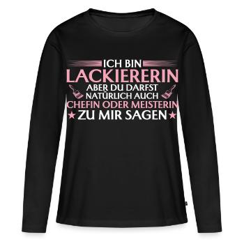 Patronne ou Maître artisan - Peintre - T-shirt manches longues Premium bio Femme - noir - Devant - Julia (174cm)