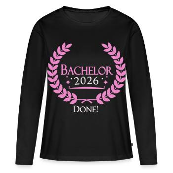Bachelor 2026 Geschafft - Frauen Premium Bio Langarmshirt - Schwarz - Vorne - Julia (174cm)
