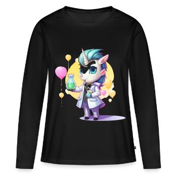 Unicorn Science Lab - Women's Premium Organic Long Sleeve Shirt - black - Front - Julia (174cm)