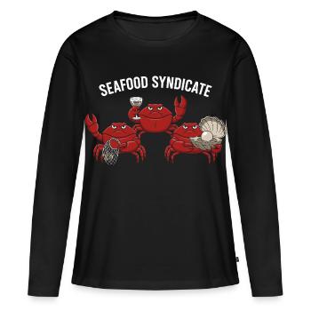 Syndicat des fruits de mer Crabes Mafia Fruits de mer - T-shirt manches longues Premium bio Femme - noir - Devant - Julia (174cm)