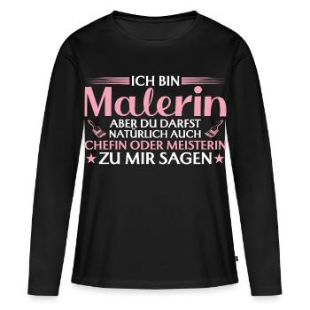 Patronne ou Maître artisan - Peintre - T-shirt manches longues Premium bio Femme - noir - Devant - Julia (174cm)