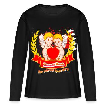 Heaven Sent - Notre histoire d’amour éternelle - T-shirt manches longues Premium bio Femme - noir - Devant - Julia (174cm)