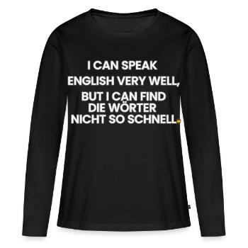 Anglais-Allemand-Rime 1 (Ver. A) - T-shirt manches longues Premium bio Femme - noir - Devant - Julia (174cm)