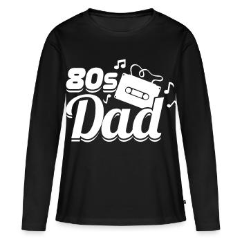 Papa des années 80 - T-shirt manches longues Premium bio Femme - noir - Devant - Julia (174cm)