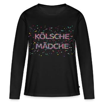 Kölsche Mädche Fasching Karneval Konfetti Kostüm - Frauen Premium Bio Langarmshirt - Schwarz - Vorne - Julia (174cm)