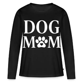 Maman chien - T-shirt manches longues Premium bio Femme - noir - Devant - Julia (174cm)