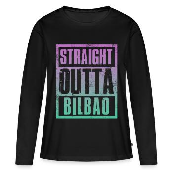 Directement sorti de Bilbao - T-shirt manches longues Premium bio Femme - noir - Devant - Julia (174cm)