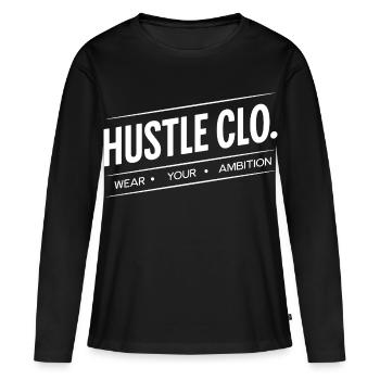 Hustle Clo Ambition Logo - T-shirt manches longues Premium bio Femme - noir - Devant - Julia (174cm)