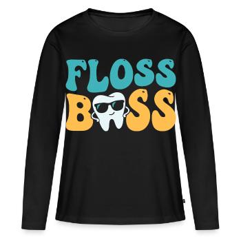 Assistant dentaire dentaire Floss - T-shirt manches longues Premium bio Femme - noir - Devant - Julia (174cm)