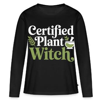 Klinische botanische Fachexpertenbekleidung - Frauen Premium Bio Langarmshirt - Schwarz - Vorne - Julia (174cm)