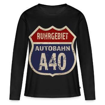 A40 - Région de la Ruhr - T-shirt manches longues Premium bio Femme - noir - Devant - Julia (174cm)