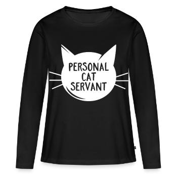 Serviteur Chat Personnel - T-shirt manches longues Premium bio Femme - noir - Devant - Julia (174cm)