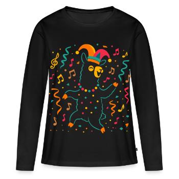 Dancing Carnival Alpaca with Jester's Cap - Women's Premium Organic Long Sleeve Shirt - black - Front - Julia (174cm)