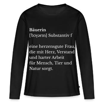 Farmer's Wife T-Shirt – Strong Statement for Country Life - Women's Premium Organic Long Sleeve Shirt - black - Front - Julia (174cm)