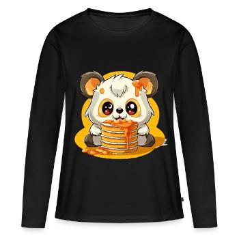 Caramel Panda Pancakes - T-shirt manches longues Premium bio Femme - noir - Devant - Julia (174cm)