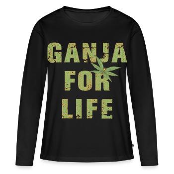 Ganja for Life - Women's Premium Organic Long Sleeve Shirt - black - Front - Julia (174cm)