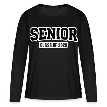 PROMOTION DE TERMINALE 2026 Diplômés Fiers - T-shirt manches longues Premium bio Femme - noir - Devant - Julia (174cm)