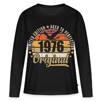 1976 Cadeau d'anniversaire 1976 Original 1976 - T-shirt manches longues Premium bio Femme - noir - Devant - Julia (174cm)
