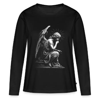 Angel Silhouette Engraving - Women's Premium Organic Long Sleeve Shirt - black - Front - Julia (174cm)