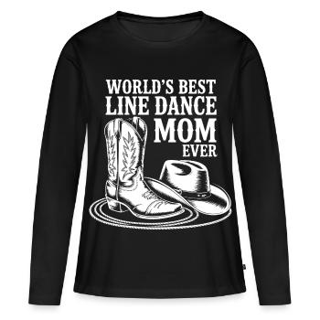 LineDance mom with cowboy boots - Women's Premium Organic Long Sleeve Shirt - black - Front - Julia (174cm)