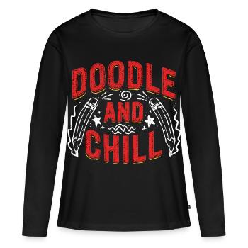 Doodle And Chill Doodle Drawing - Women's Premium Organic Long Sleeve Shirt - black - Front - Julia (174cm)