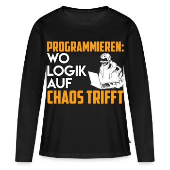 PROGRAMMATION OÙ LA LOGIQUE RENCONTRE LE CHAOS Drôle - T-shirt manches longues Premium bio Femme - noir - Devant - Julia (174cm)