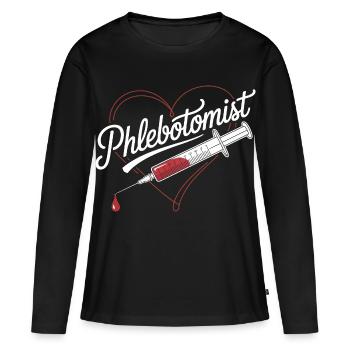Injection cardiaque de phlébotomiste - T-shirt manches longues Premium bio Femme - noir - Devant - Julia (174cm)