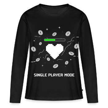 Cœur de joueur en mode solo - T-shirt manches longues Premium bio Femme - noir - Devant - Julia (174cm)