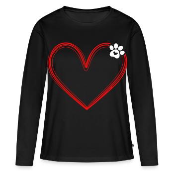 Hundepfote mit Herz - Frauen Premium Bio Langarmshirt - Schwarz - Vorne - Julia (174cm)