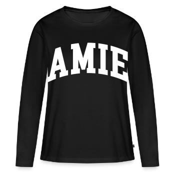 Amie - T-shirt manches longues Premium bio Femme - noir - Devant - Julia (174cm)