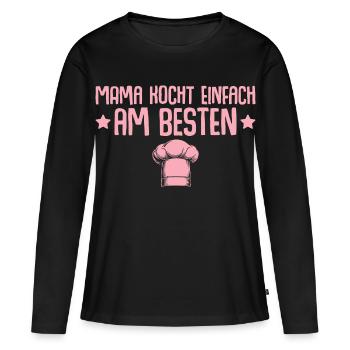 Mom simply cooks best - Mother's Day - Women's Premium Organic Long Sleeve Shirt - black - Front - Julia (174cm)