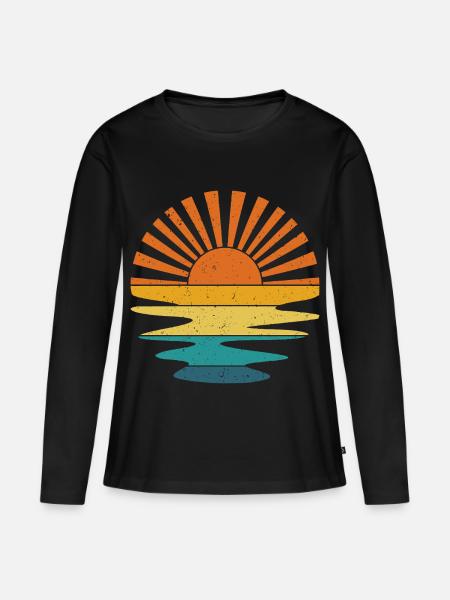Vintage Sunset - Frauen Premium Bio Langarmshirt - Schwarz
