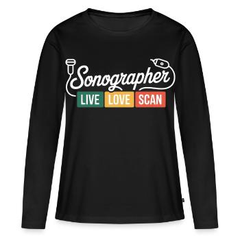 Sonographer Live Love Scan - Frauen Premium Bio Langarmshirt - Schwarz - Vorne - Julia (174cm)