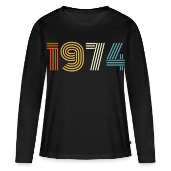 1974 Cadeau 1974 Vintage 1974 - T-shirt manches longues Premium bio Femme - noir - Devant - Julia (174cm)