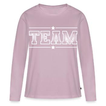 Équipe - T-shirt manches longues Premium bio Femme - rose poudré - Devant - Julia (174cm)
