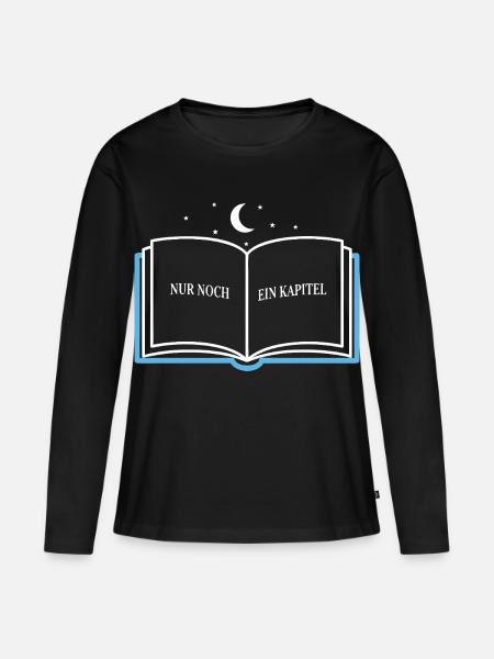 Bücherwurm Spruch - Frauen Premium Bio Langarmshirt - Schwarz