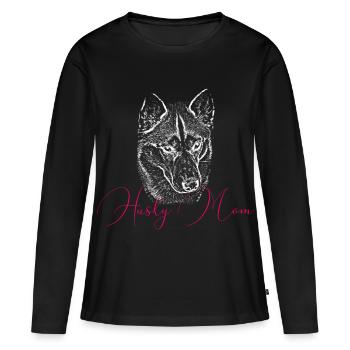 Husky Mom Kunstdruck - Frauen Premium Bio Langarmshirt - Schwarz - Vorne - Julia (174cm)
