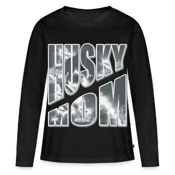 Husky Mom im Schnee - Frauen Premium Bio Langarmshirt - Schwarz - Vorne - Julia (174cm)