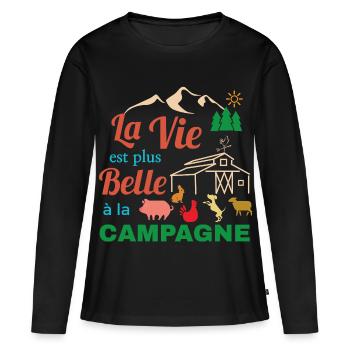 La Vie Belle en Campagne - T-shirt manches longues Premium bio Femme - noir - Devant - Julia (174cm)