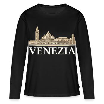 Sensation Venezia - T-shirt manches longues Premium bio Femme - noir - Devant - Julia (174cm)