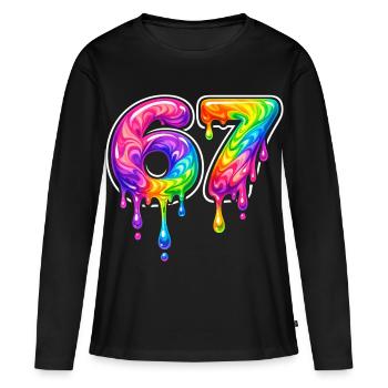 67 Six Meme Seven Alpha Slang - T-shirt manches longues Premium bio Femme - noir - Devant - Julia (174cm)