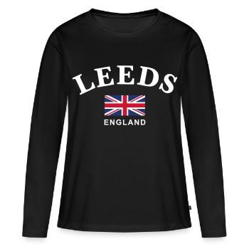 Leeds, Angleterre - T-shirt manches longues Premium bio Femme - noir - Devant - Julia (174cm)