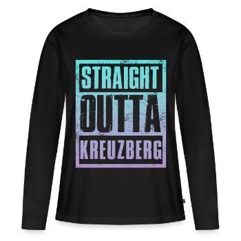 Tout droit sorti de Kreuzberg - T-shirt manches longues Premium bio Femme - noir - Devant - Julia (174cm)