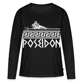 Griechischer Meeresgott (Weiß) - Frauen Premium Bio Langarmshirt - Schwarz - Vorne - Julia (174cm)