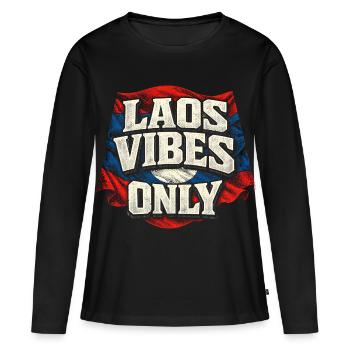 Ambiances du Laos uniquement Lao Root - T-shirt manches longues Premium bio Femme - noir - Devant - Julia (174cm)