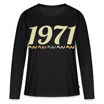 1971 - Women's Premium Organic Long Sleeve Shirt - black - Front - Julia (174cm)