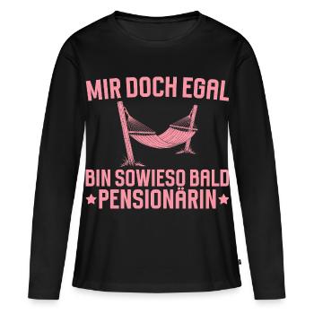 Pension. Je serai bientôt retraité de toute façon - T-shirt manches longues Premium bio Femme - noir - Devant - Julia (174cm)