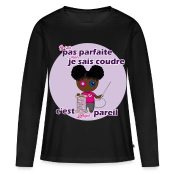 I'm not perfect but I know how to sew - Women's Premium Organic Long Sleeve Shirt - black - Front - Julia (174cm)
